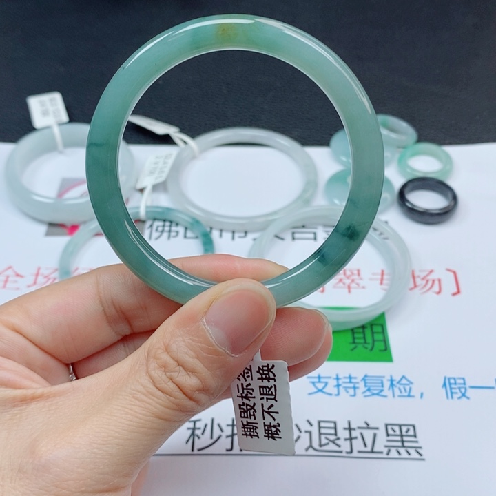 翡翠未镶嵌手镯美人条手镯53-54圈口