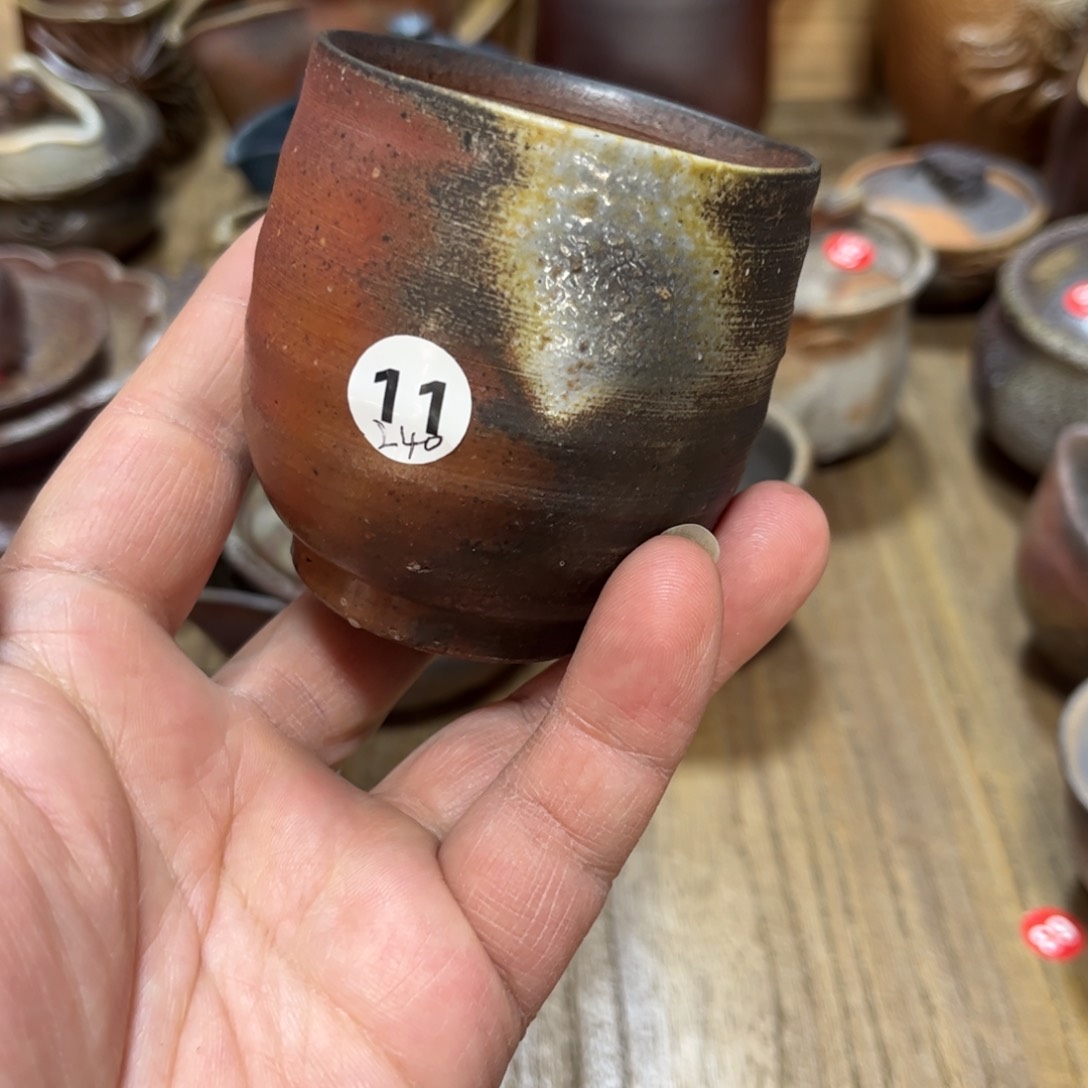 藤原陶臣备前茶杯茶宠茶盘