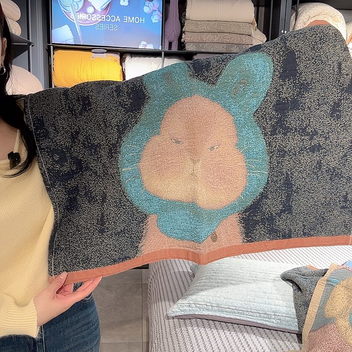 棉貂毛棉花枕巾一对