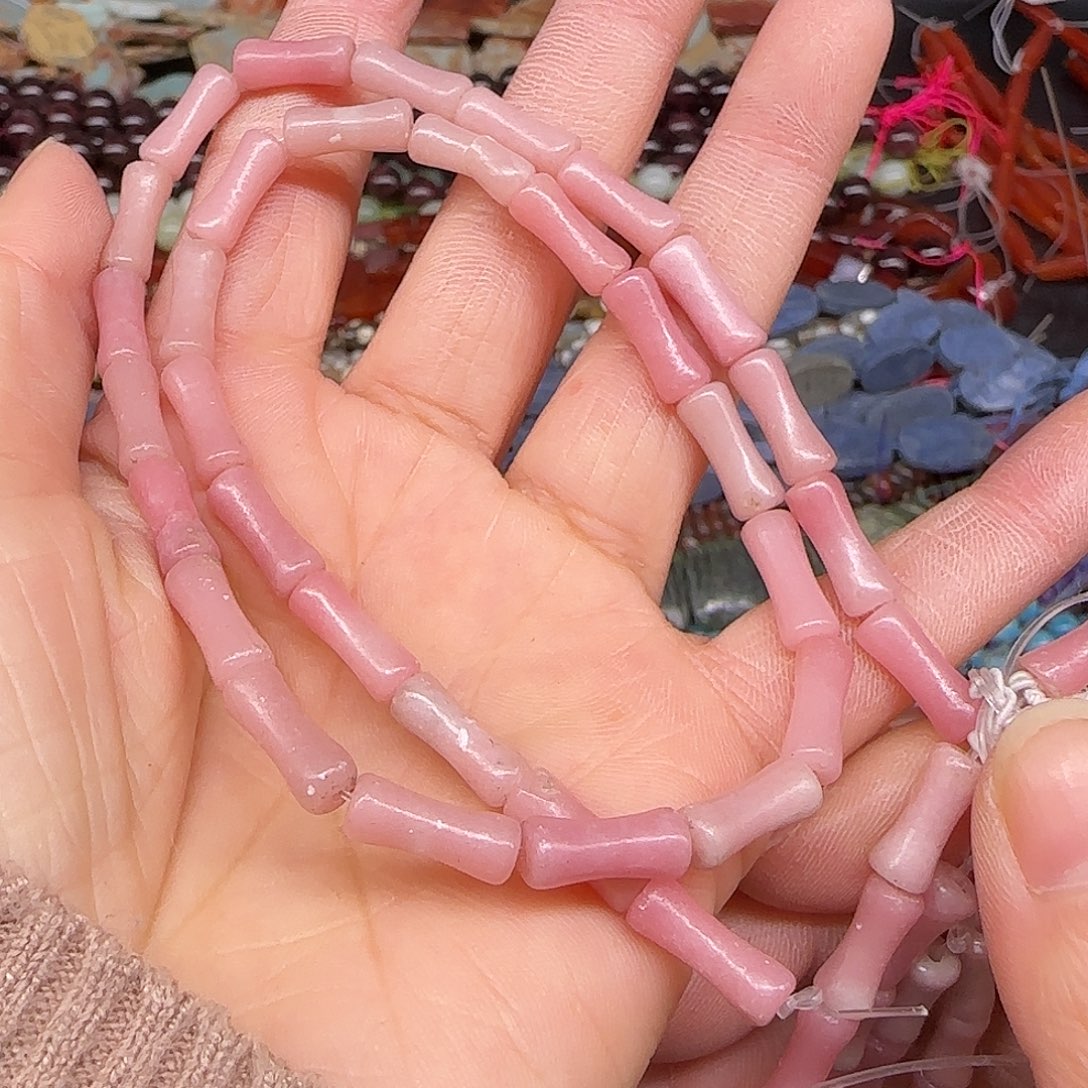 玛瑙/玉髓合金珠宝半成品粉澳宝竹节5-12mm一条