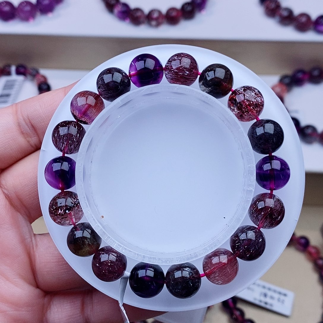 未镶嵌手链水晶黑加仑超七10+m