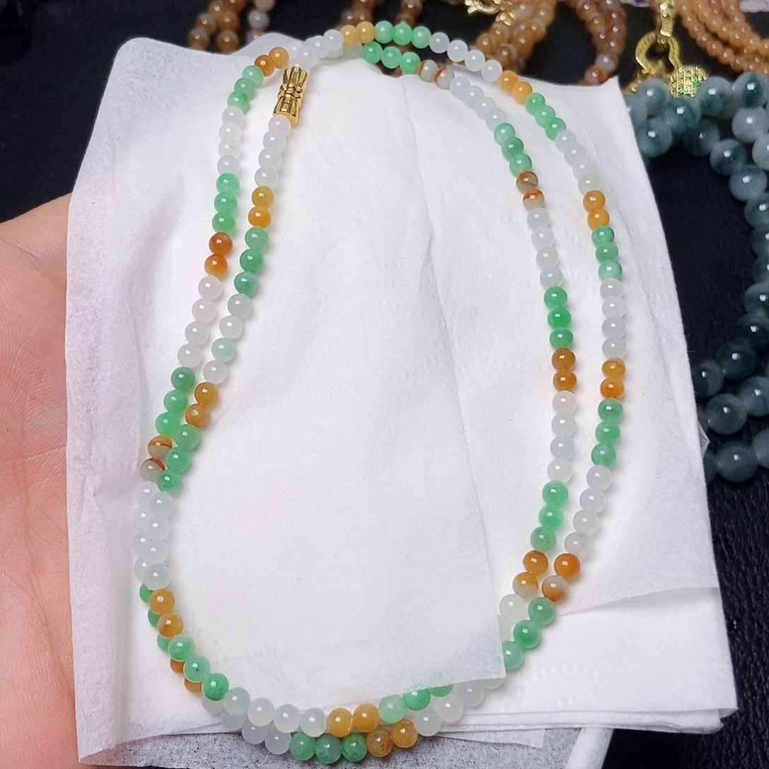 定制翡翠未镶嵌张*白项链