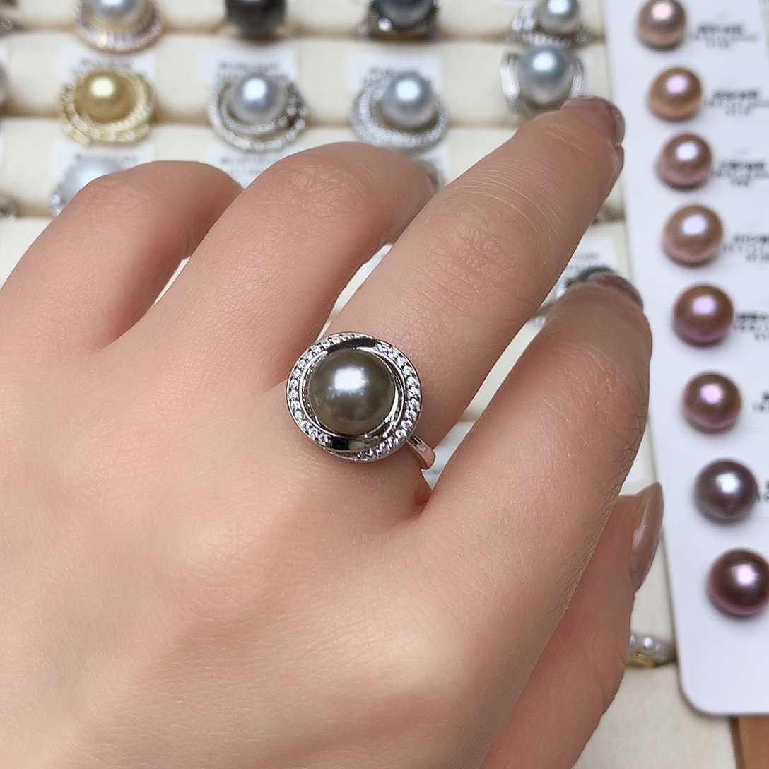 海水珍珠戒圈银S925镶嵌