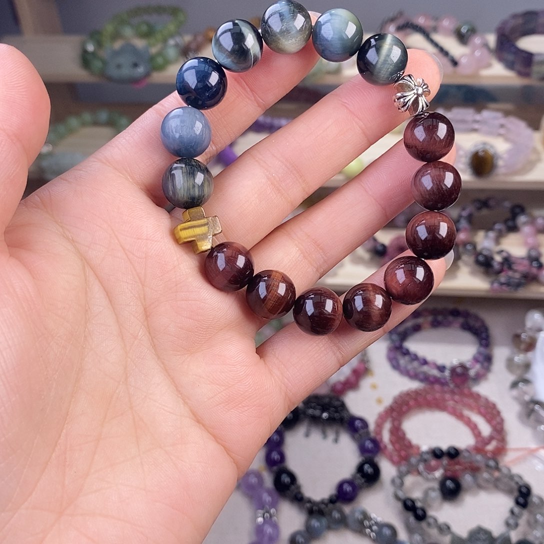 玛瑙/玉髓手链未镶嵌12毫米虎眼