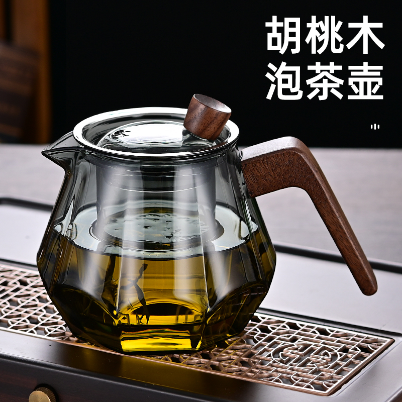 新款加厚高硼硅玻璃泡茶壶家用耐高温煮茶壶围炉煮茶壶侧把茶壶
