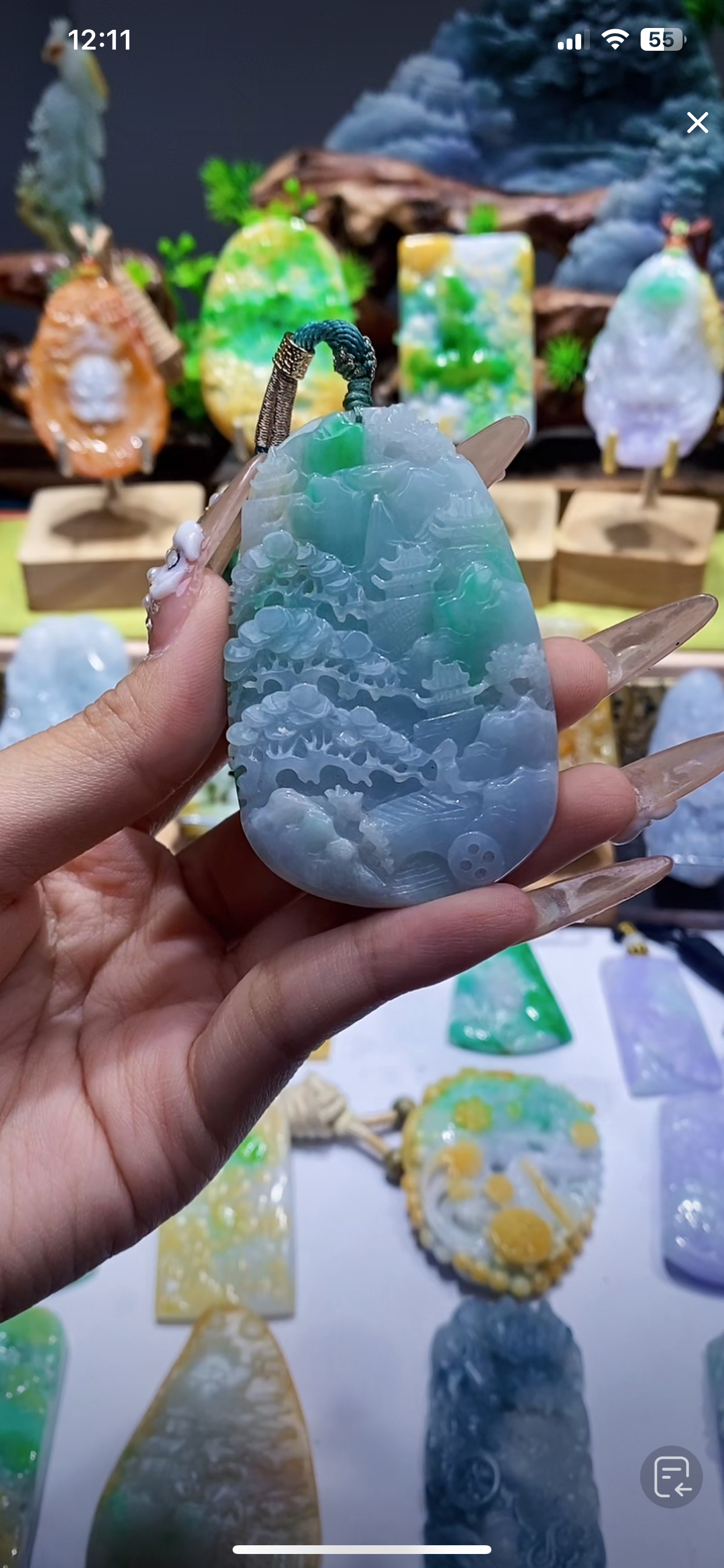 翡翠挂件毛货抛光一物一证