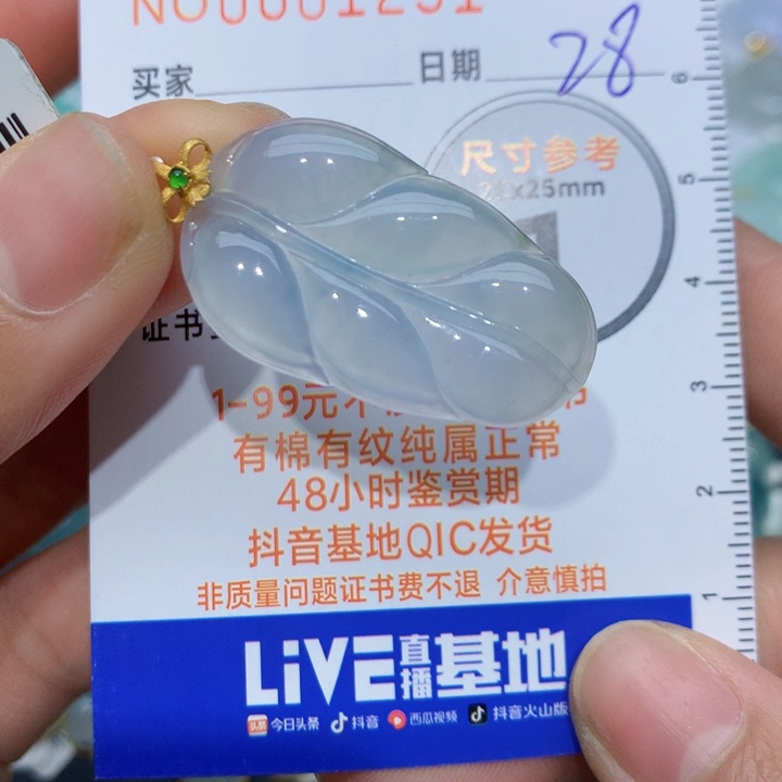 翡翠颈饰18K金镶嵌叶子