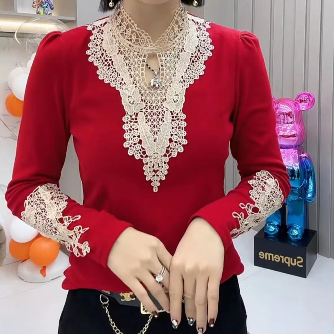 【小芳演绎2店】秋冬保暖高弹双面磨毛绒拼接富贵锻半高领打底衫女