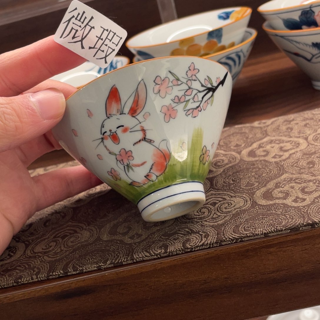 釉下手绘茶具微瑕