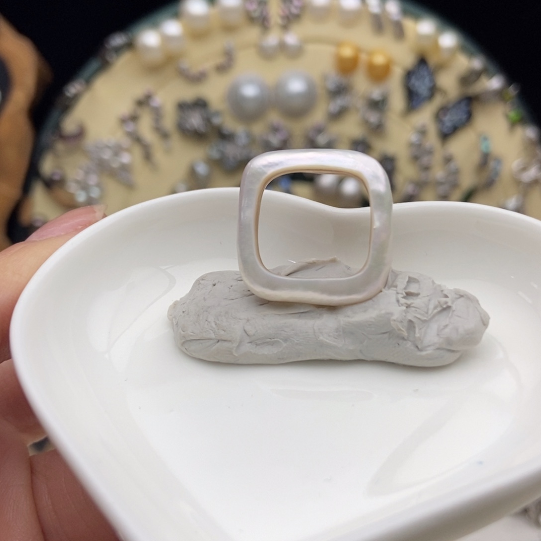 未镶嵌画框淡水珍珠炫彩淡水珍珠方糖戒指7-12