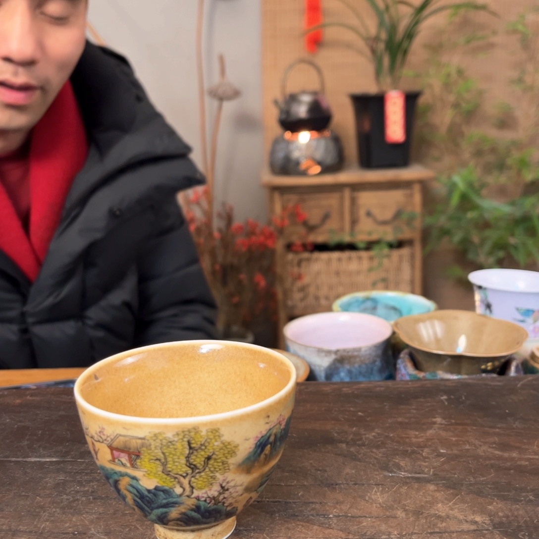 杯景德镇柴烧手绘杯