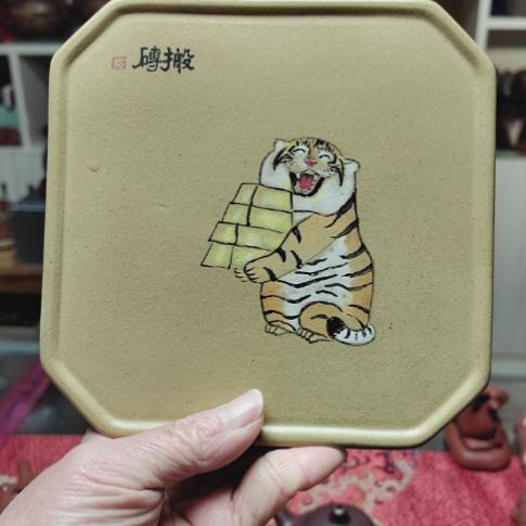 紫砂茶壶搬砖干泡台14.5cm左右手工制作