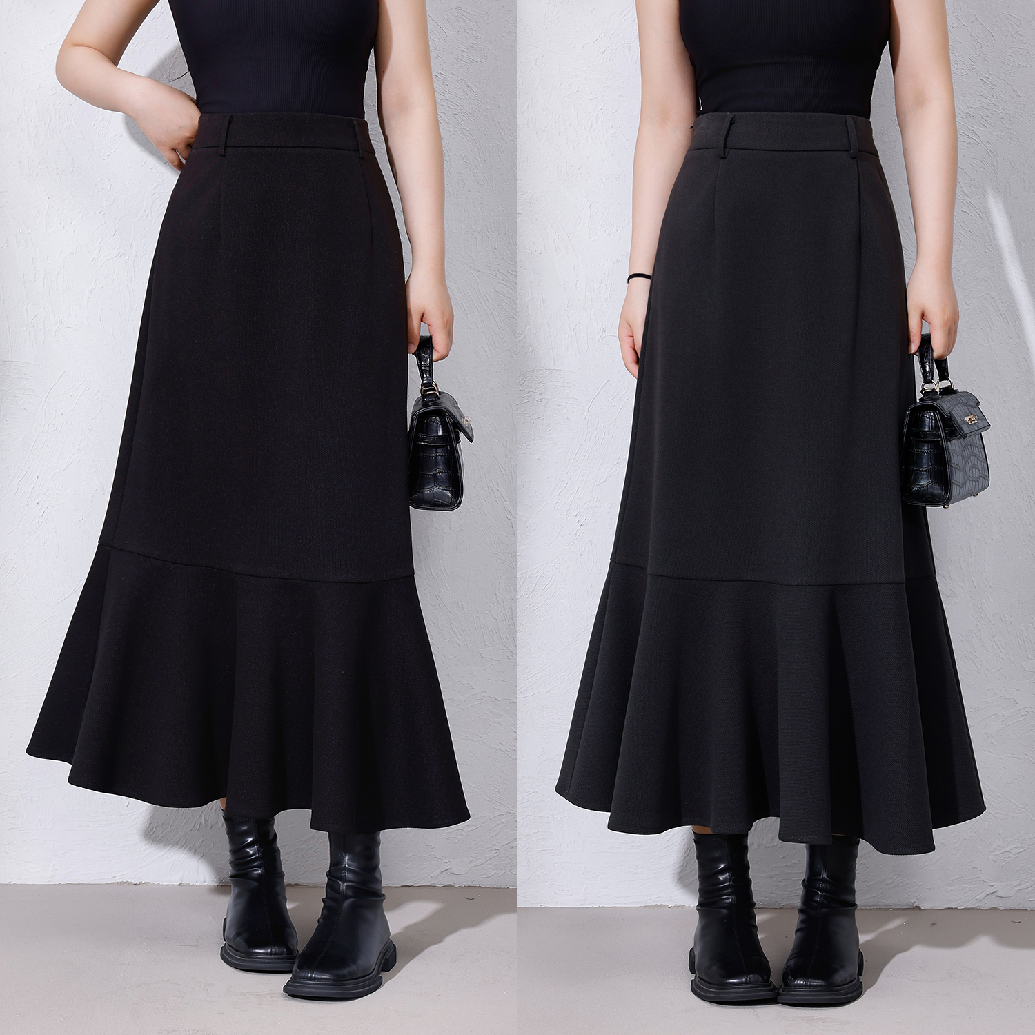 LX【虞美人 】蛋妹观与大码女装微显瘦秋冬遮胯鱼尾半身裙DM23102