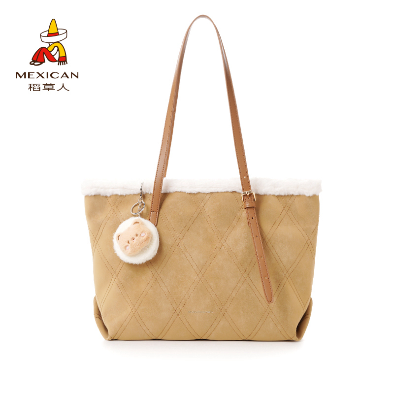 稻草人25秋季新款毛边托特包时尚休闲百搭通勤单肩斜挎包
