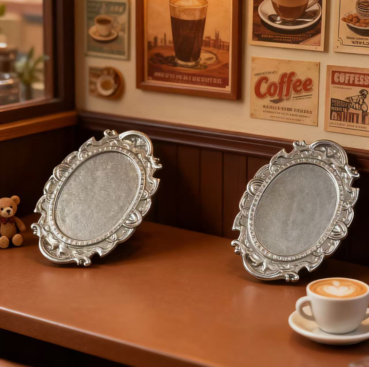  小雨定制【银色盘子】仿真食玩diy树脂配件手机饰品