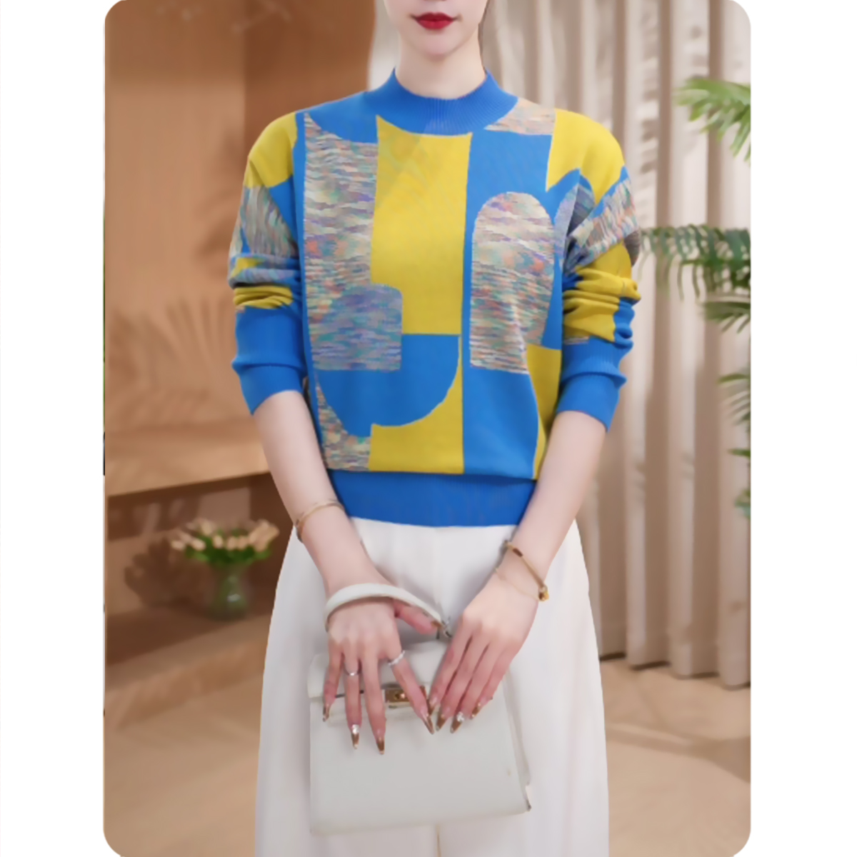 <洛窗>新品女士宽松毛衫气质上衣时尚休闲女装4ZS01251131-1