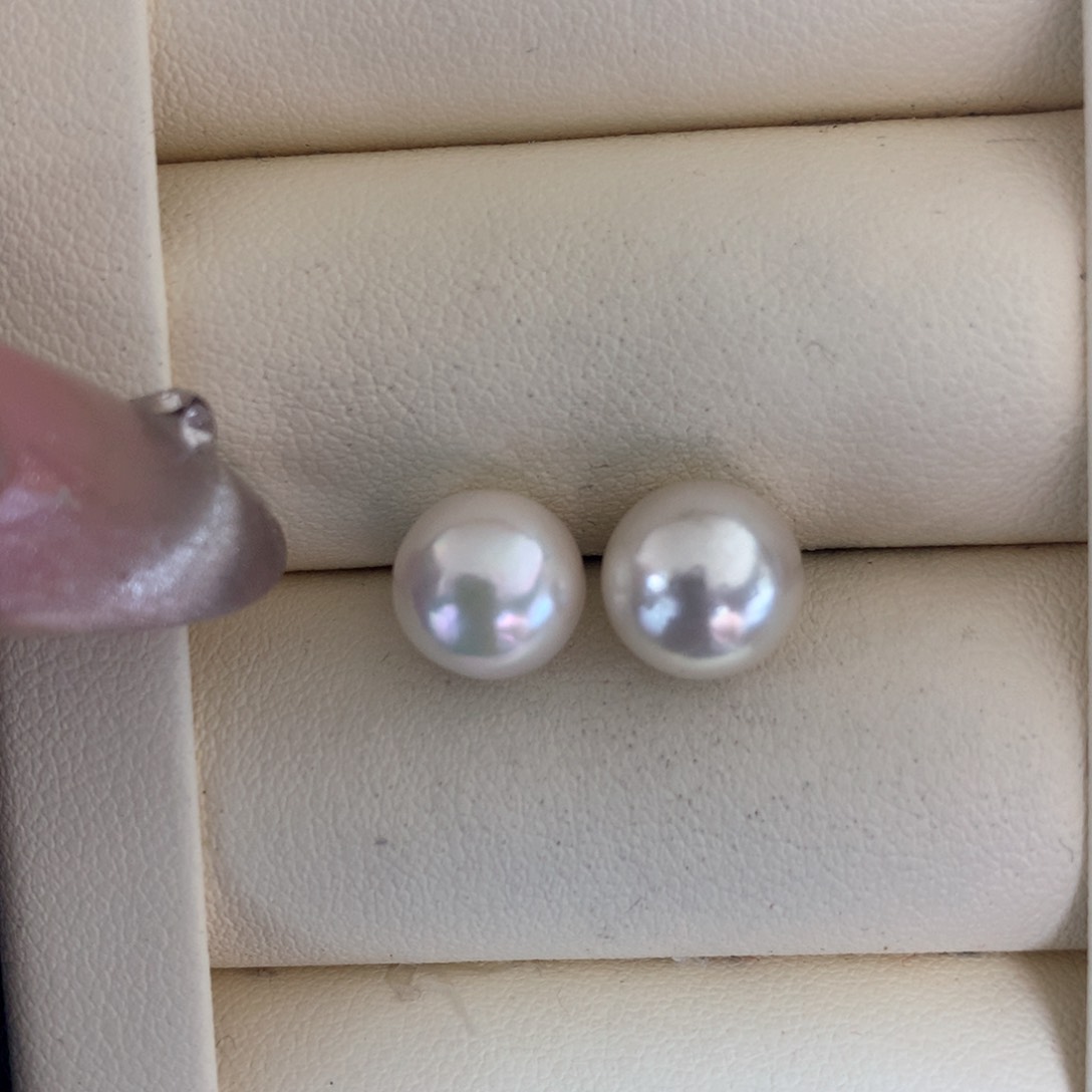 海水珍珠耳饰银S925镶嵌