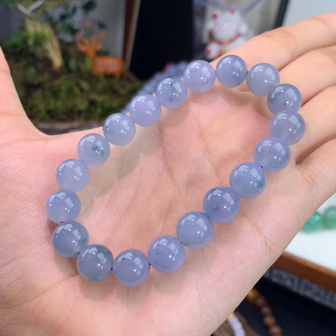 翡翠未镶嵌手链紫罗兰飘花手串