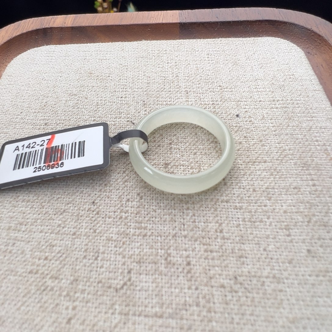 和田玉未镶嵌戒指K83浅晴圆条17.2 不退换