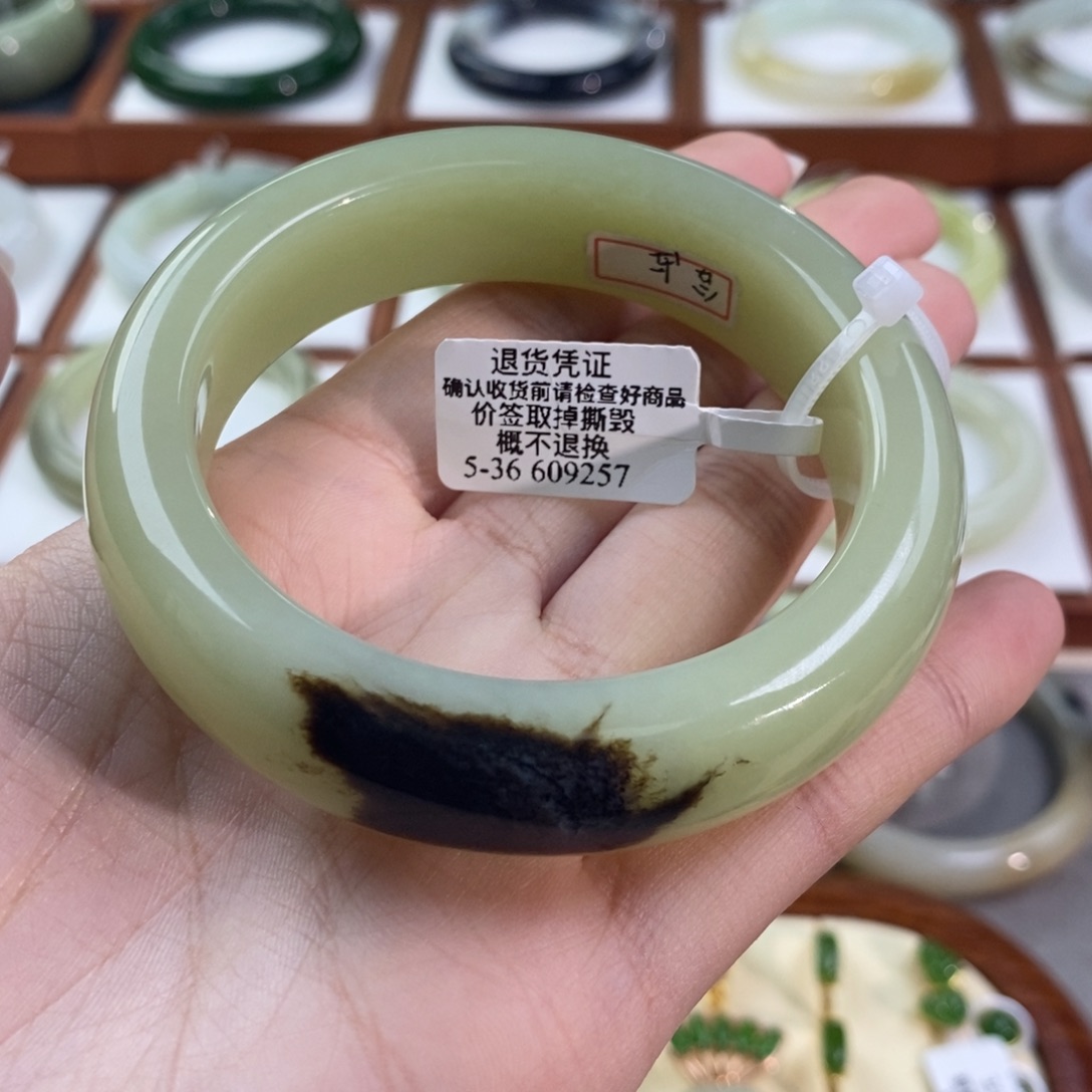 和田玉未镶嵌手镯俄籽暖黄58➕