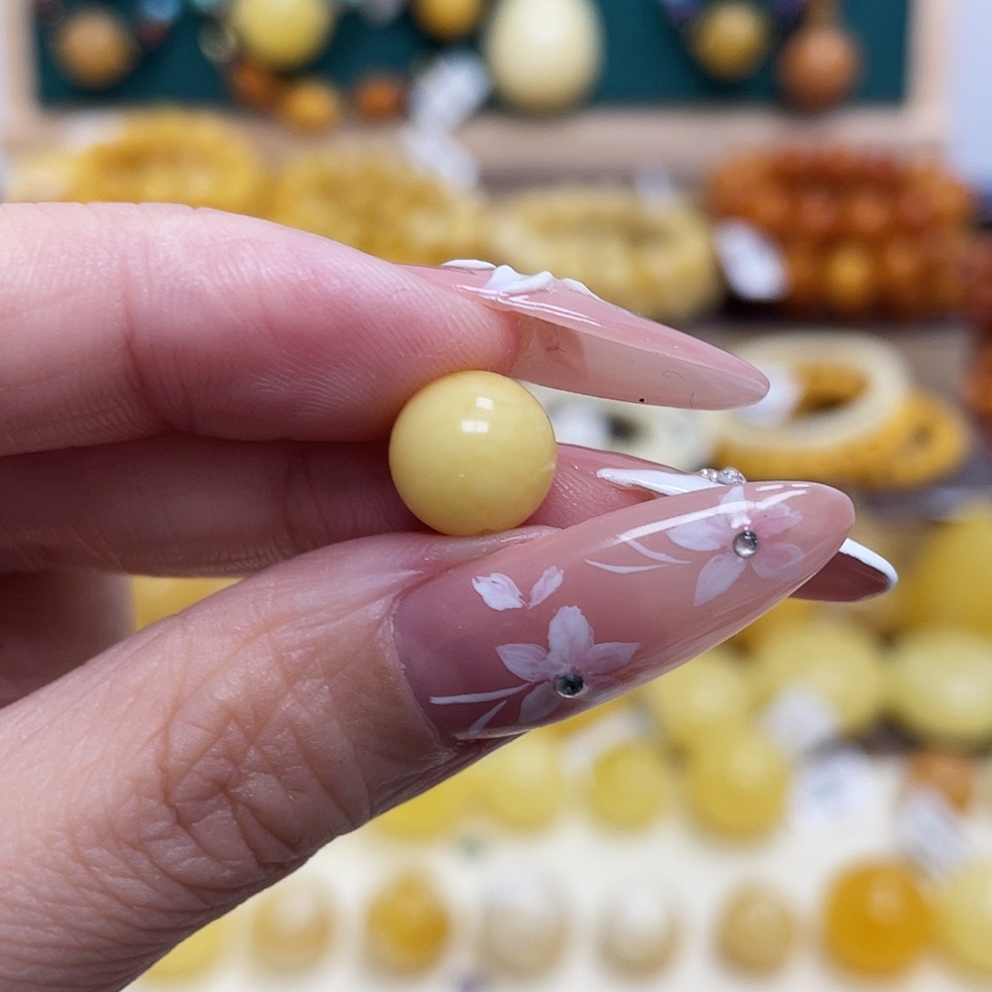 蜜蜡未镶嵌珠宝奇石9.5mm瑕疵