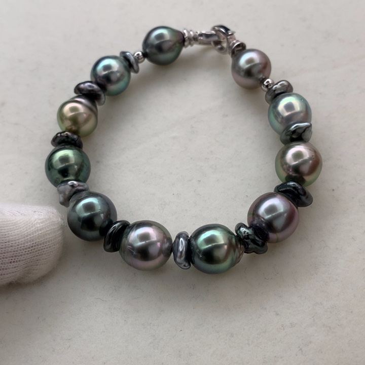 银S925镶嵌手链海水珍珠