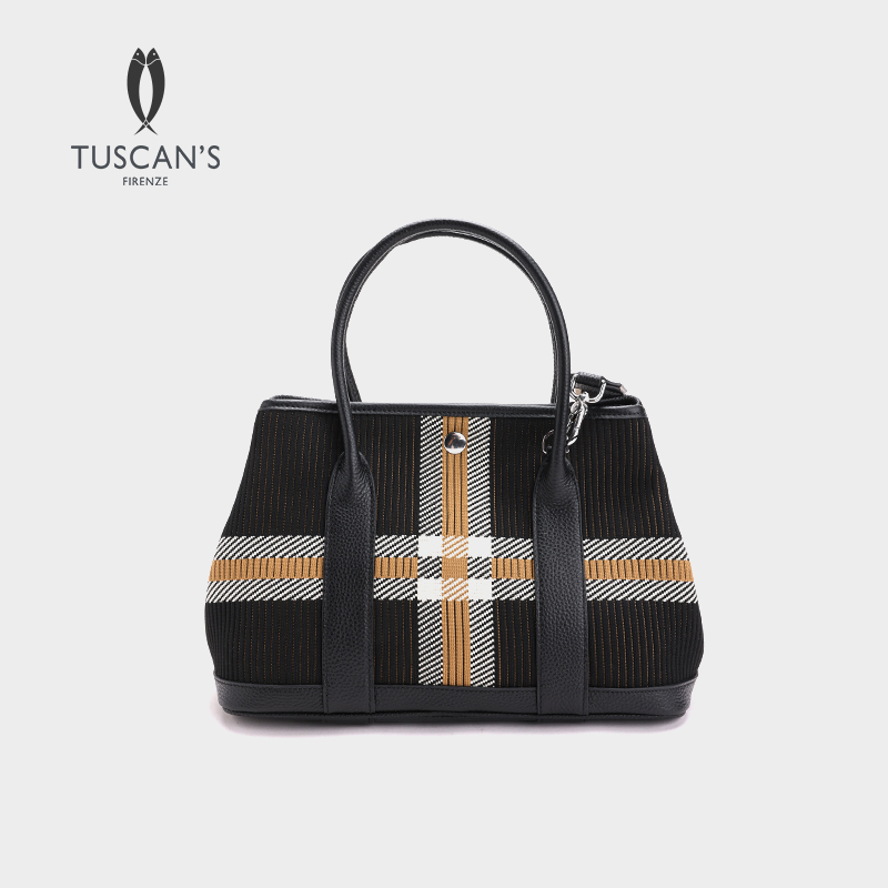 TUSCAN'S轻奢气质百搭撞色花园包女款通勤格纹手提包时代双鱼