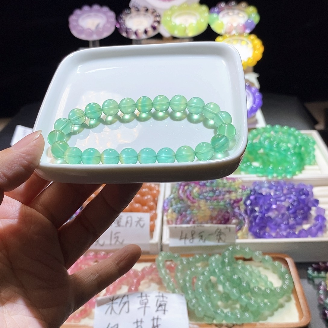 萤石未镶嵌手链荧光绿8加