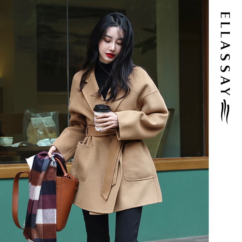 歌力思秋冬新款英伦双面呢柔软舒适大衣外套女EWB346D02200