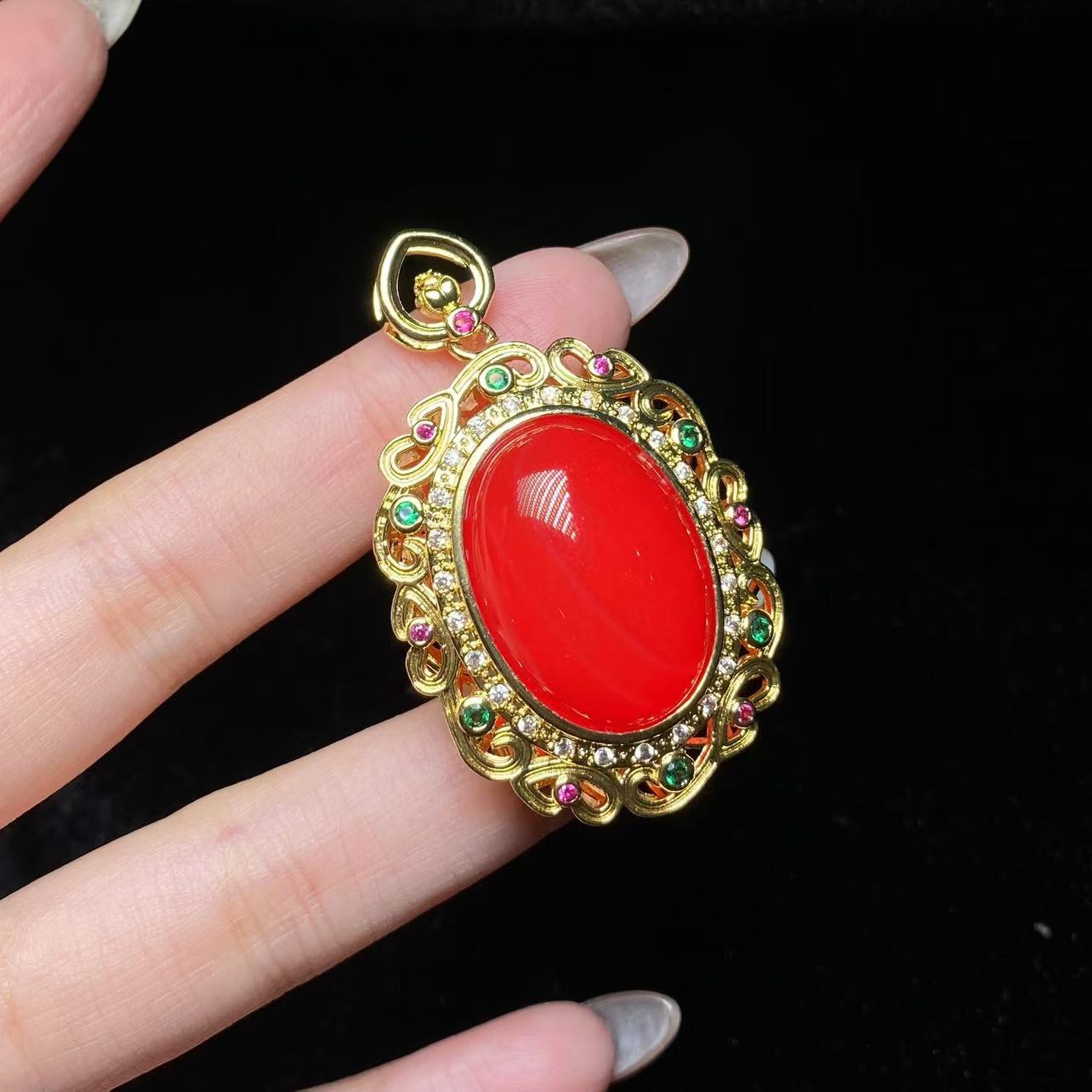 新中式蛋面吊坠（尺寸：25*18*16mm）-YM052