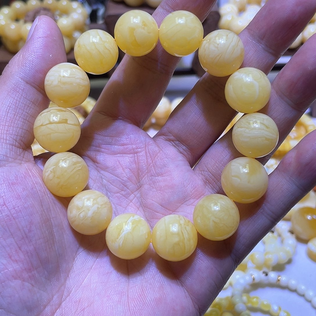 蜜蜡手串未镶嵌16mm➕虎皮