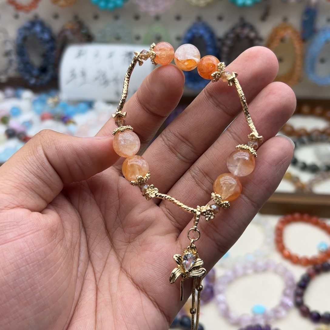 手链水晶未镶嵌黄胶花diy