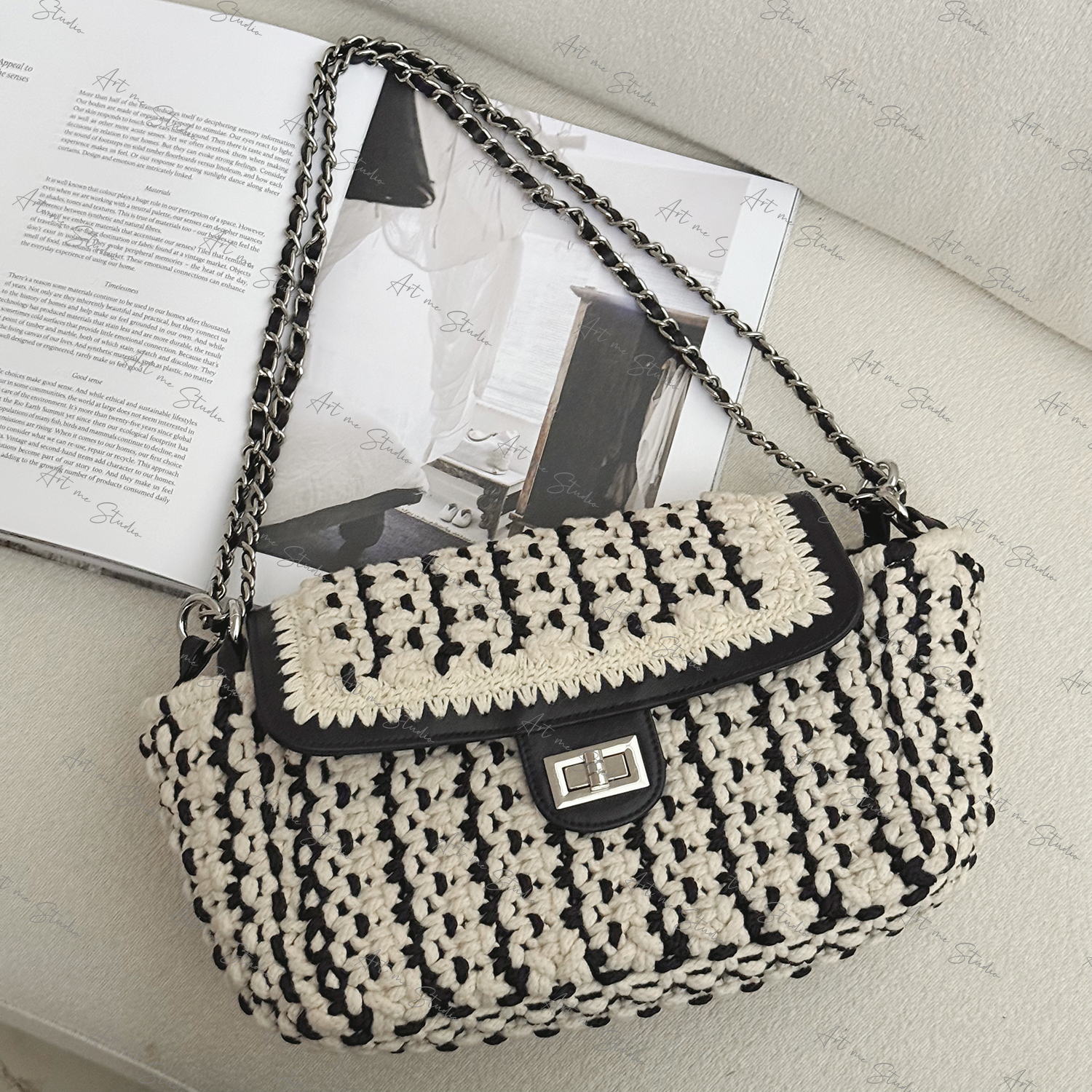 定制牛皮复古花纹炸街氛围感小香包包24bb035