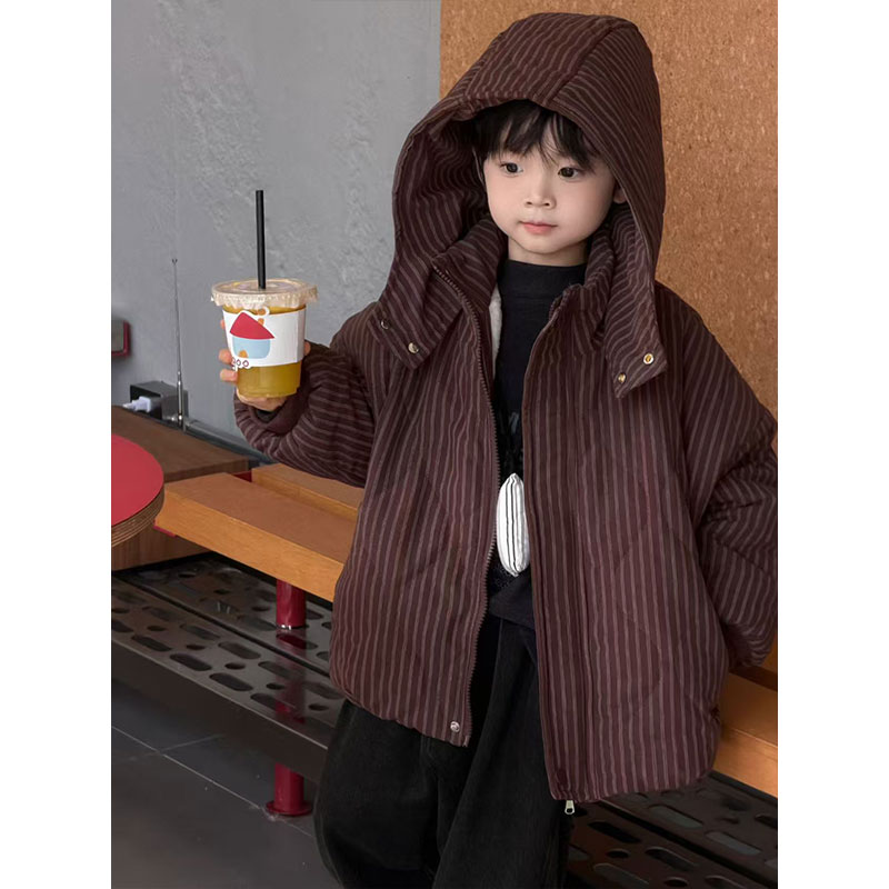 Yonsea云稚儿童冬季加绒棉服男童韩版洋气加厚保暖连帽宽松派克服