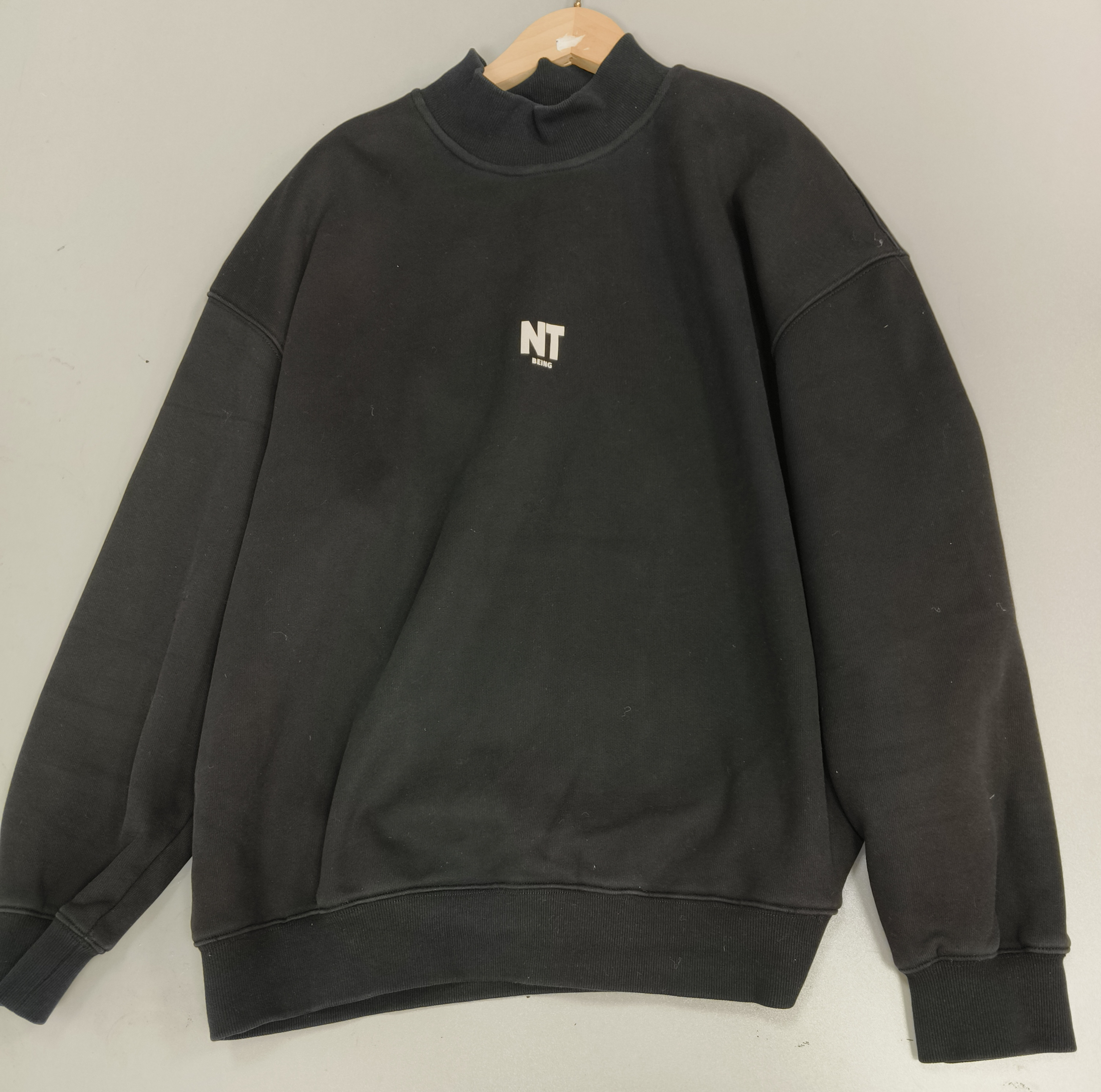 秋冬季新款加绒加厚圆领字母印花男士保暖宽松休闲卫衣套头641