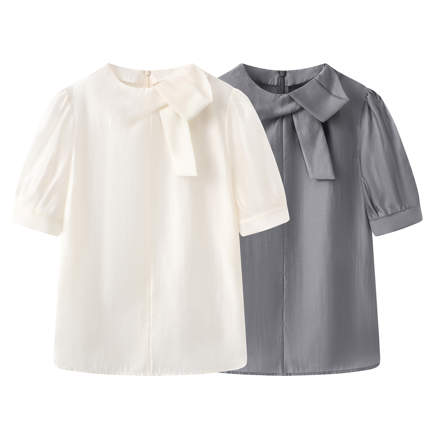 【迪家同款】2025夏款圆领极简风短袖直筒型气质中式衬衫上衣女6671