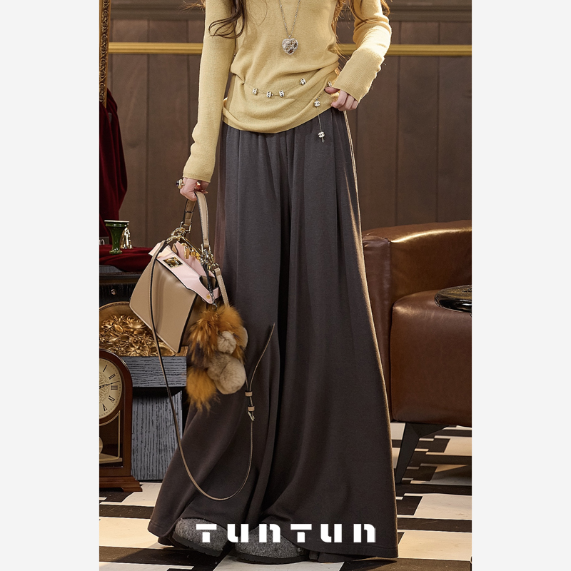 吞吞TUNT【甩甩裤 灰色】走路带风 大A摆后橡筋长裤