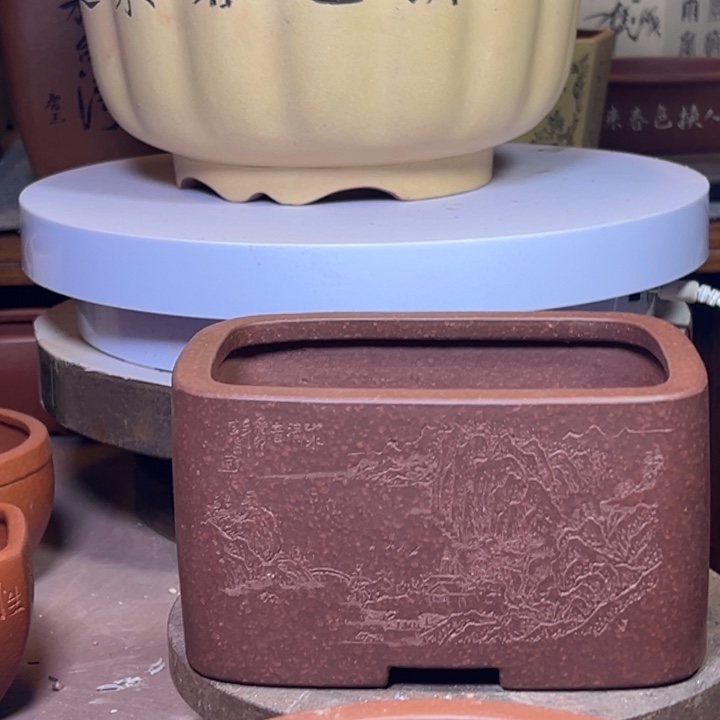 福***照花盆紫砂全手工老紫泥花盆