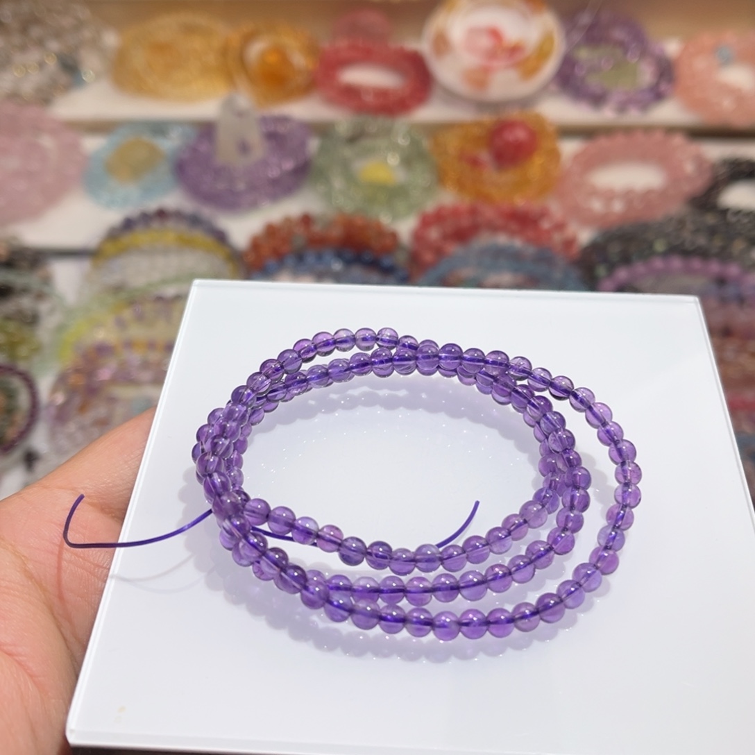 未镶嵌手链水晶4m紫水晶多圈