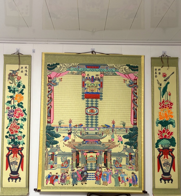 手绘家堂轴子祖先供奉挂画老式家谱族谱宗谱古卷轴装饰画