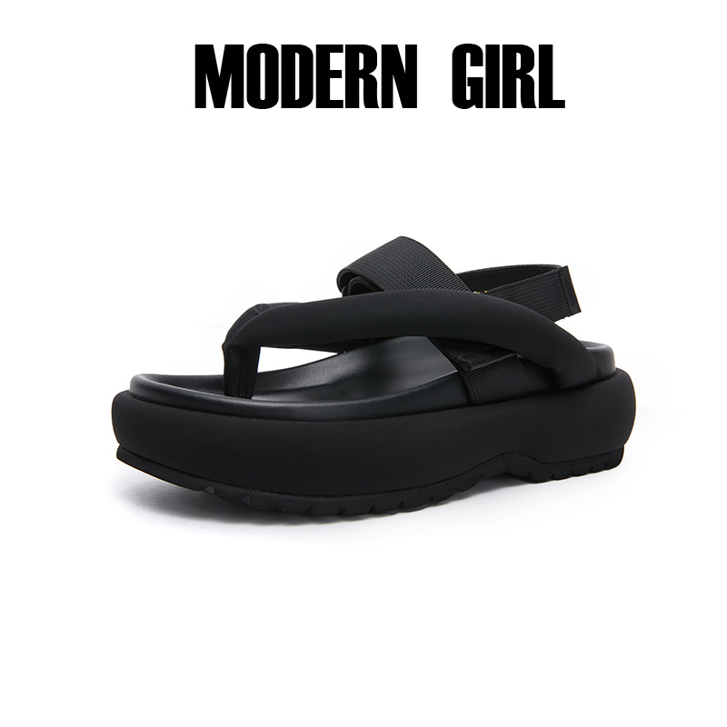 2025夏新款厚底夹脚 趾凉鞋女欧货真皮人字拖女鞋休闲百搭