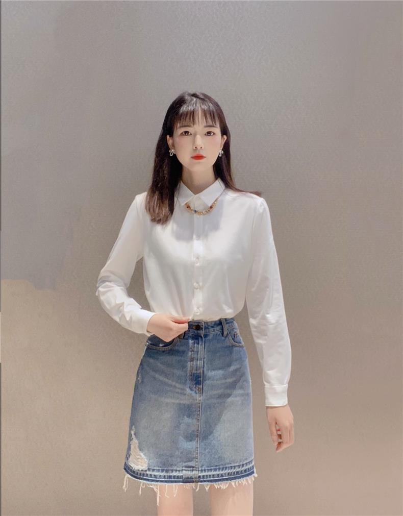 【商场同款】2025秋季女装翻领打底衬衣弹力长袖衬衫女上衣A191