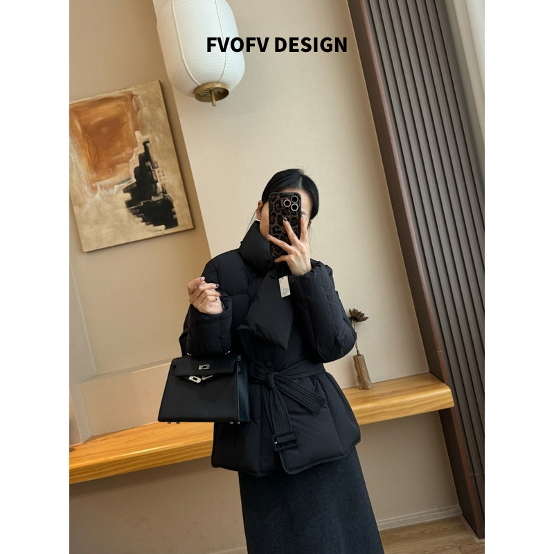 FVOFV【大小姐】气质款！围脖气质90白鸭绒保暖锁温羽绒服H2152-1