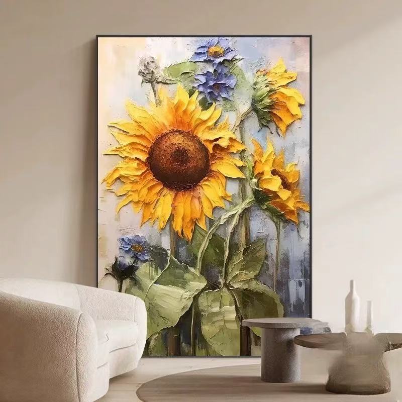 《云海金葵挂画》大气轻奢客厅卧室玄关砂岩装饰画装饰画客厅高级感