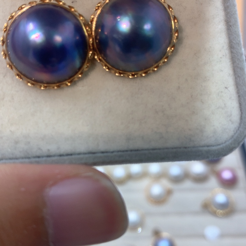 【闪购商品】耳饰拼合珍珠（马贝珠）18K金镶嵌