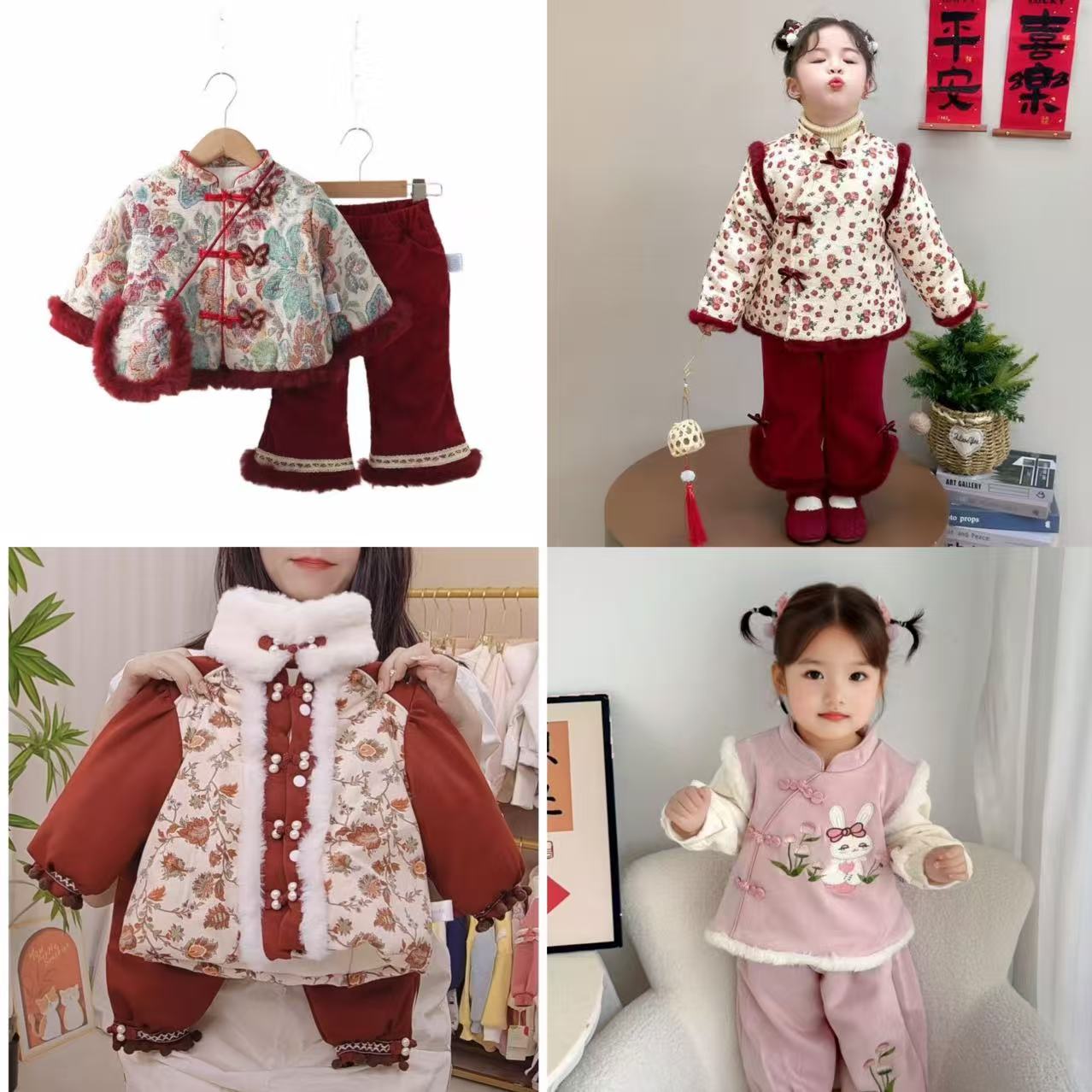 【A601-650】冬款宝宝加绒加厚红色拜年服套装