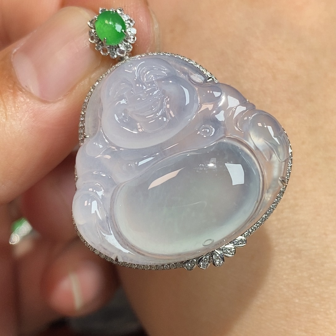 翡翠颈饰18K金镶嵌佛公