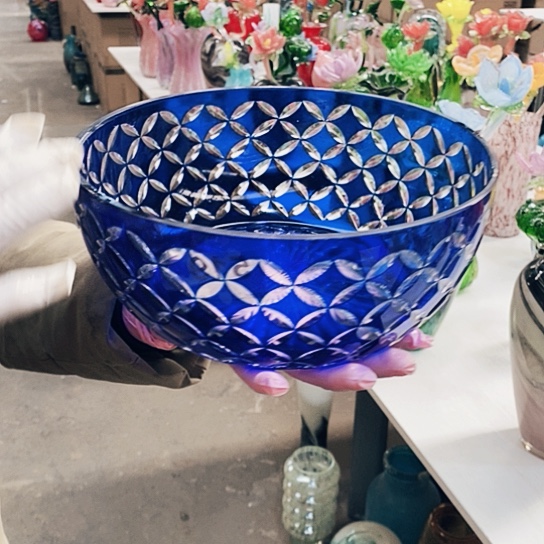 琉璃照*月水晶果斗高10厘米口径13厘米