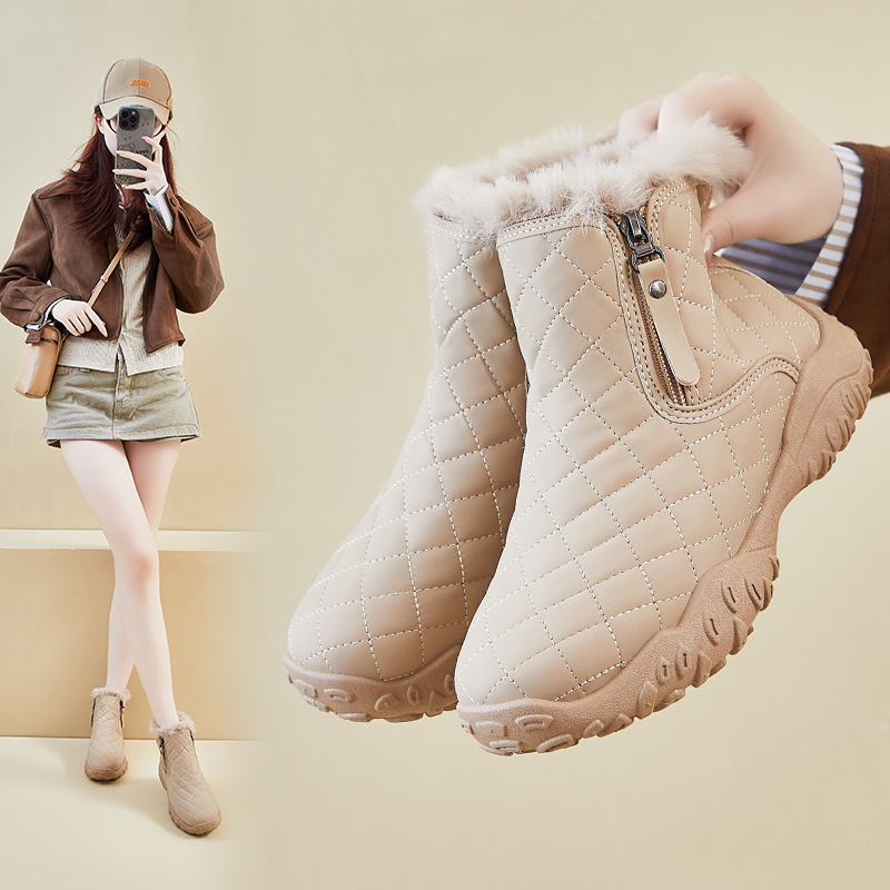加绒雪地靴女2025冬季新款学生ins韩版保暖休闲鞋棉鞋XQ-K16
