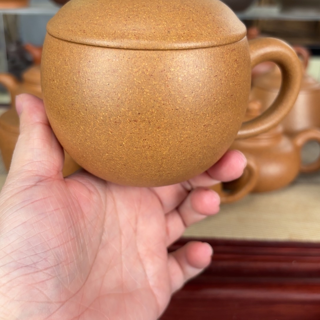 紫砂茶壶梨皮黄段圆满杯